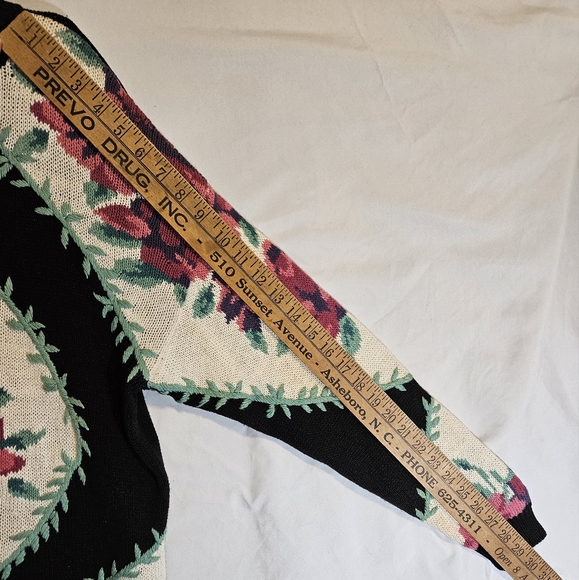 vintage floral high neck pullover knit tunic sweater grannycore 3D Embroidered - Picture 10 of 16